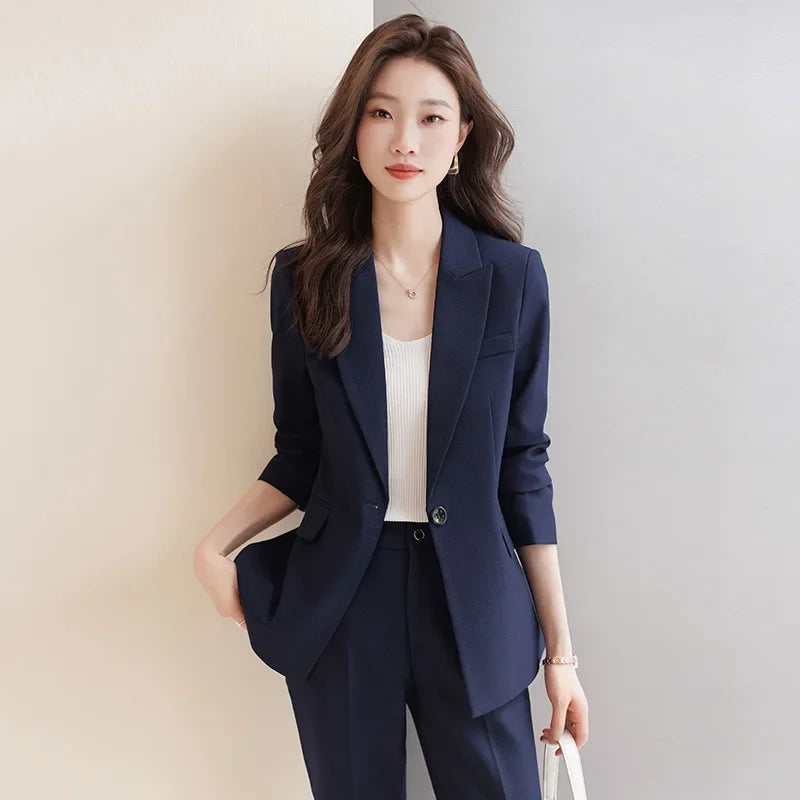 Zihong Women’s Grey Suit Set – High-End Elegant Autumn Fashion Outfit