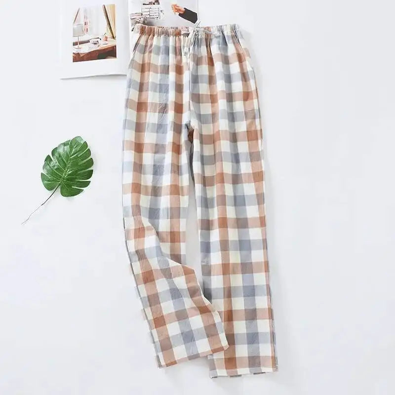 Four Seasons Women's Cotton Sleep Pants | Thin Woven Long Trousers with Side Pockets | Casual Home Pajamas