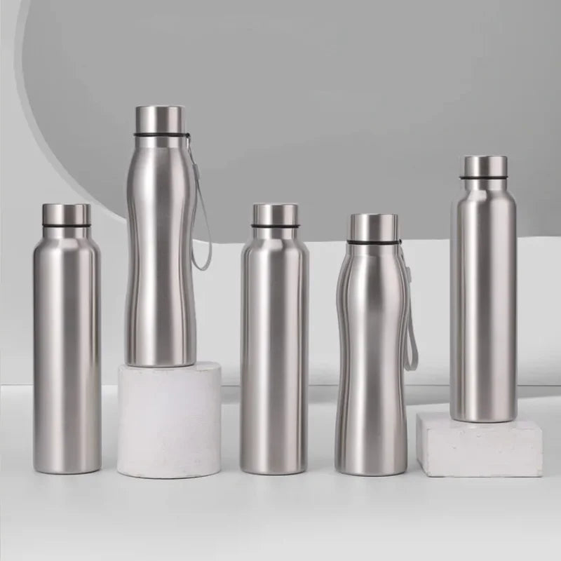 زجاجة مياه رياضية من الفولاذ المقاوم للصدأ سعة 1000 مل - قارورة معدنية متينة أحادية الطبقة للتخييم وصالة الألعاب الرياضية