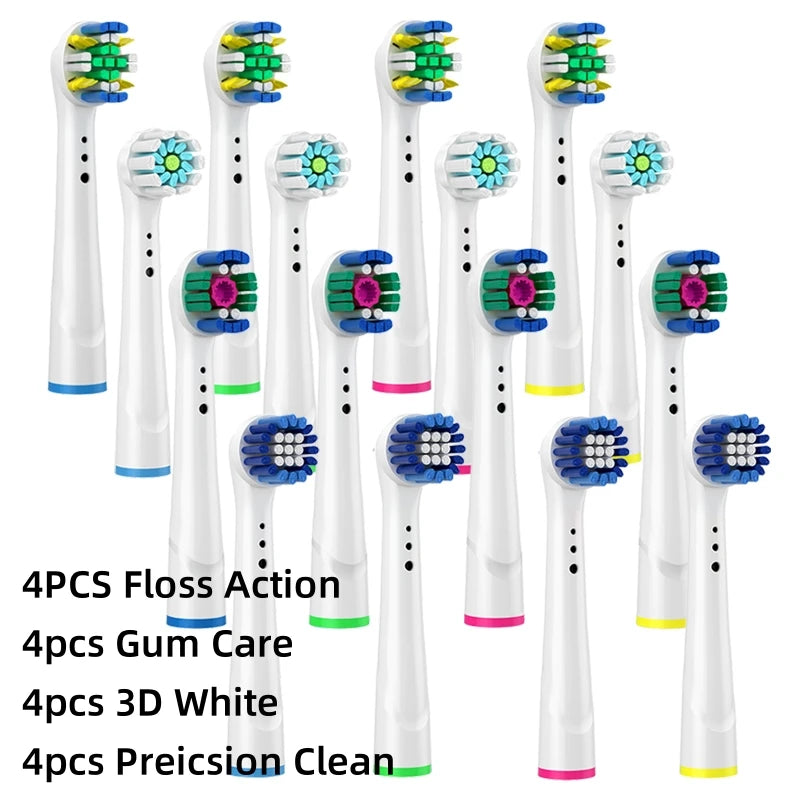 16/20PCS Oral-B Compatible Toothbrush Heads • Replacement Brush Nozzles • Sensitive, Floss & Cross Action Refills