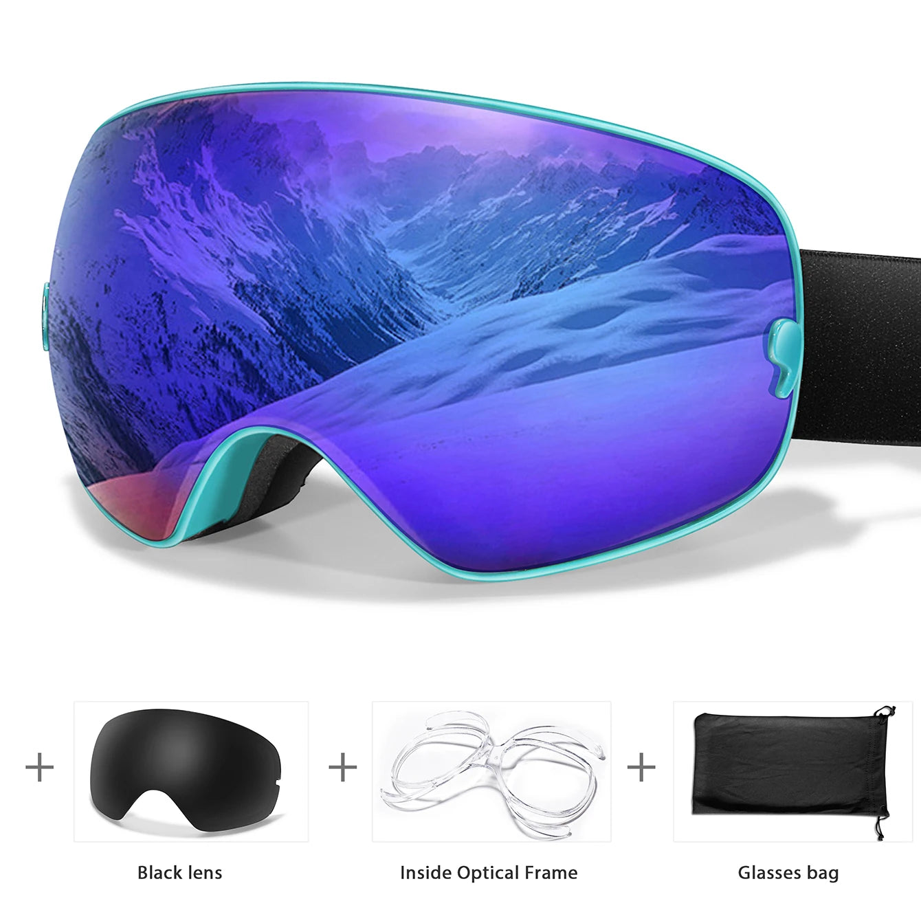 Men & Women Ski Goggles – Anti-Fog Snowboarding/Snowmobile Glasses with UV400 Changeable Lens, Outdoor Sports & Cycling