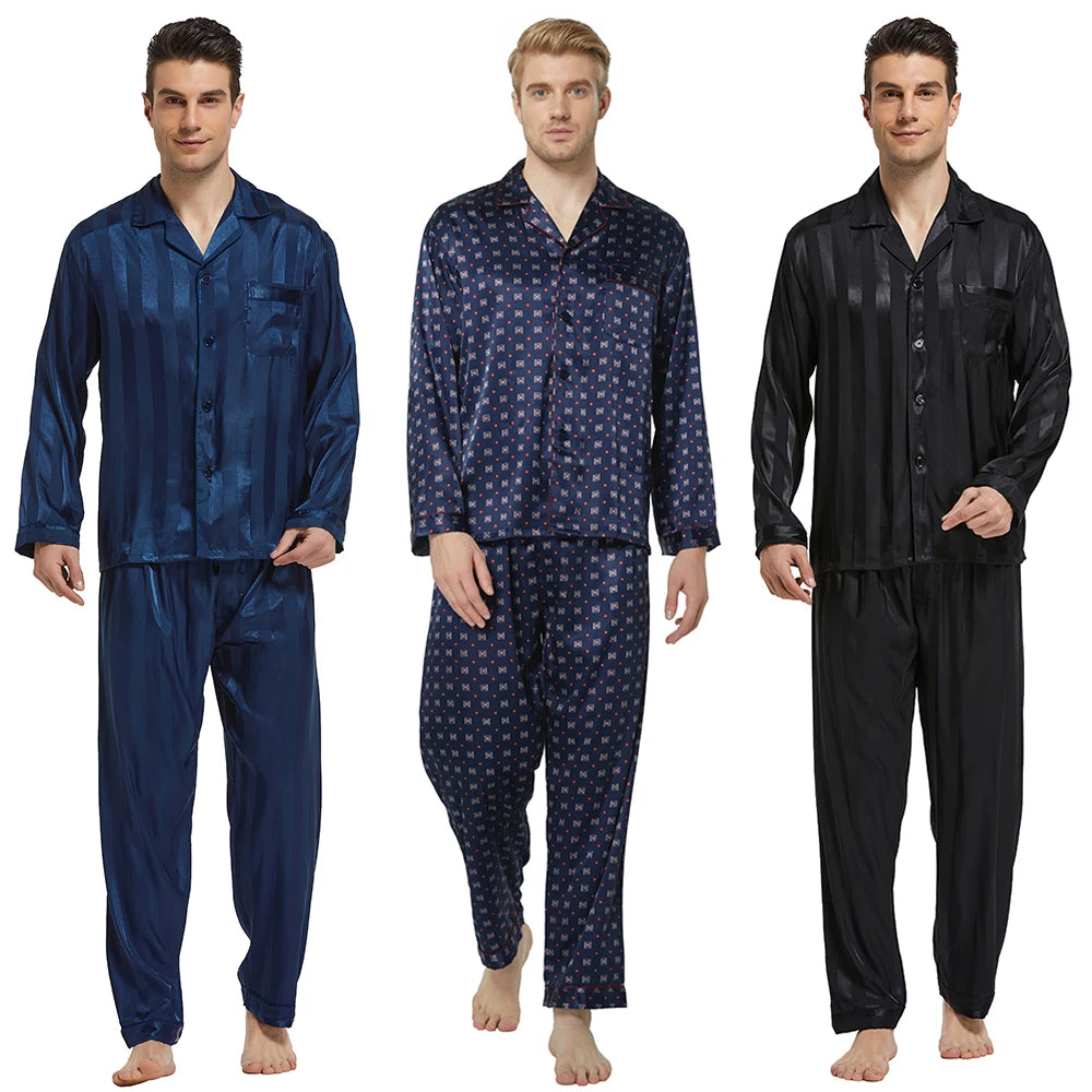 Tony & Candice Men's Satin Silk Pajama Set | Sexy Modern Soft & Cozy Sleepwear | Summer Nightwear for Men