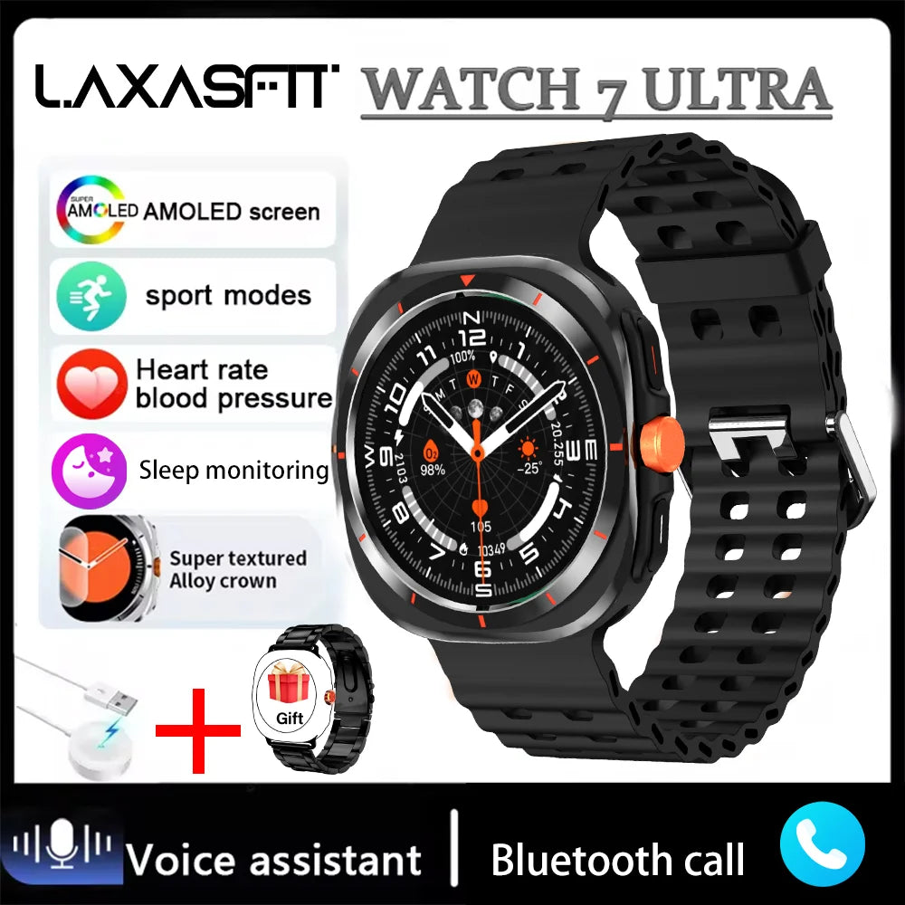 ساعة LAXASFIT GT7 Ultra Smart Watch 2025 - جهاز تتبع اللياقة البدنية والصحة متعدد الوظائف للرجال والنساء، هدية للعطلات
