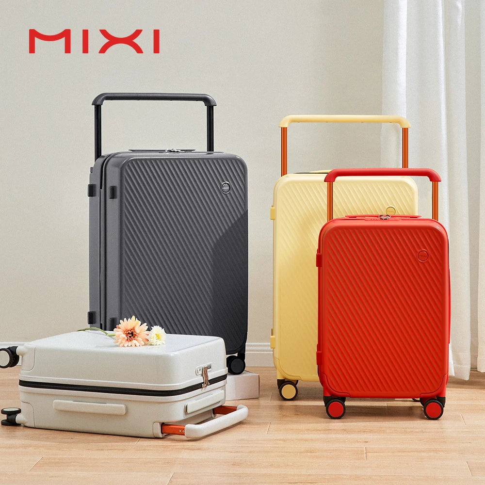 Mixi Wide Handle Travel Luggage | Hardside PC Suitcase with Rolling Spinner Wheels & TSA Lock | 20/24 Inch Unisex
