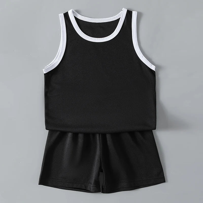 2/4Pcs Kids Summer Sportswear Set – Quick-Dry Sleeveless Tees & Shorts Combo for Boys & Girls | Mixed Color Active Outfits