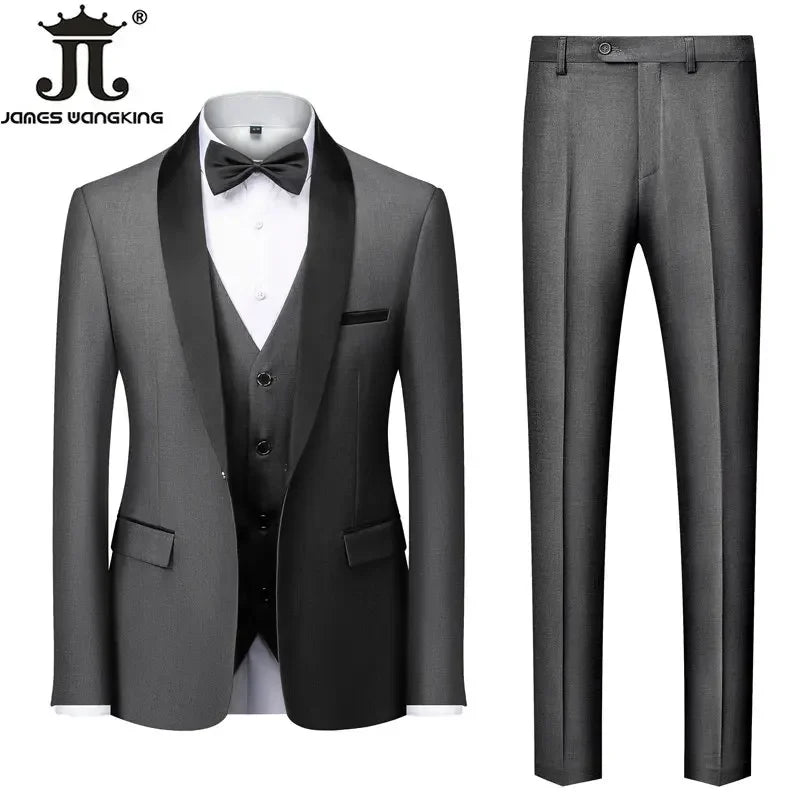 Men's M-6XL Formal 3-Piece Suit – Jacket, Vest & Pants for Business, Wedding & Parties