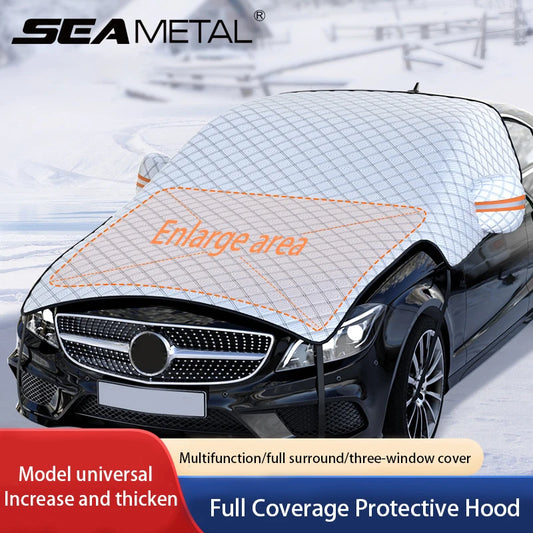 SEAMETAL Upgraded Car Window Snow Cover Large Size Windshield Snow Shield with Hood Cover Universal for Sedan SUV Hatchback