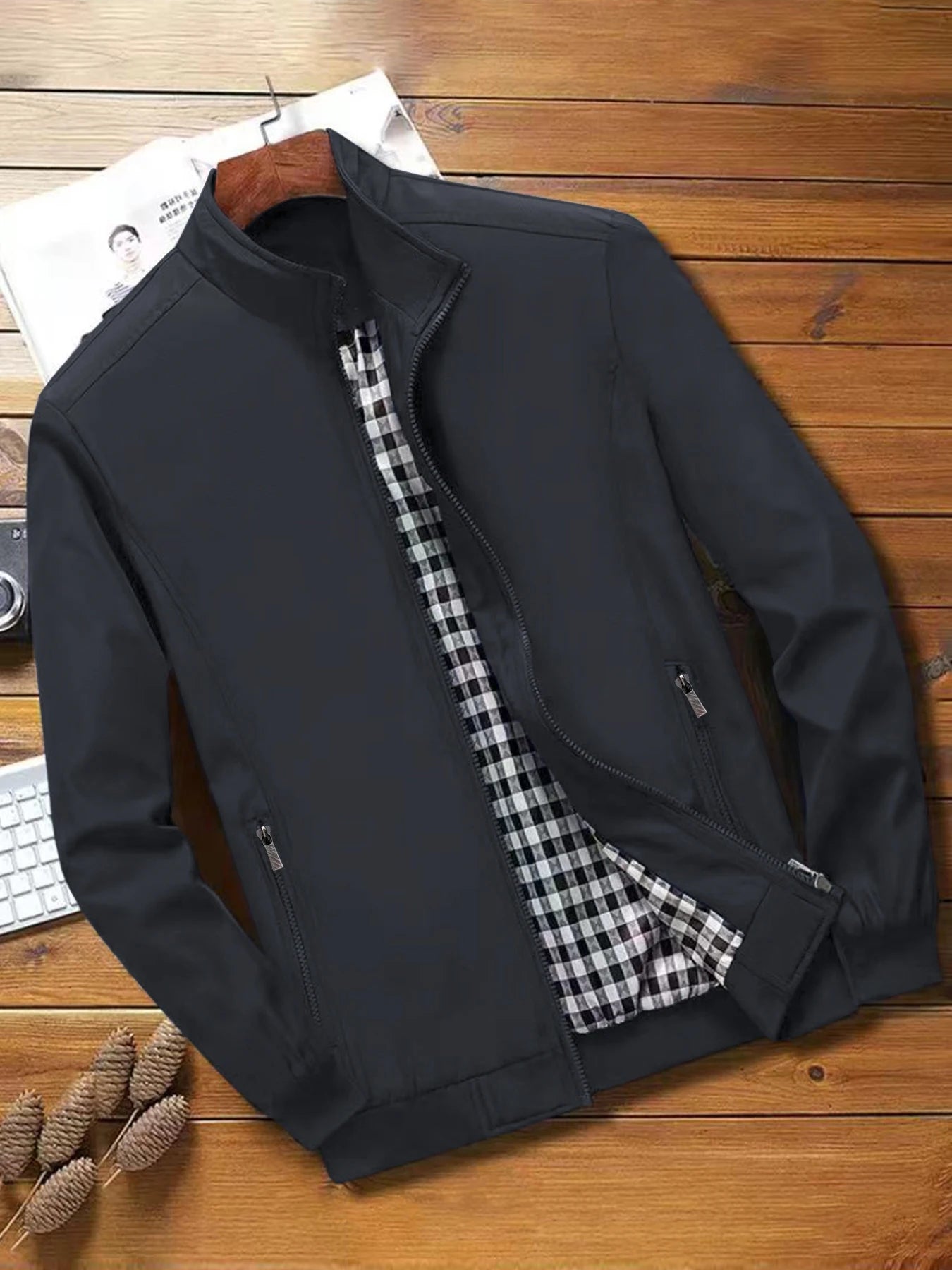 2024 Men’s Spring Autumn Casual Jacket – Solid Color Business Casual Commuter Coat