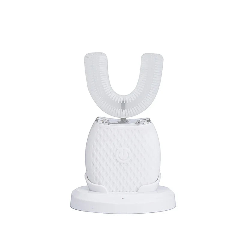 فرشاة أسنان كهربائية سونيك سيليكون على شكل حرف U - تبييض أسنان وتنظيف فم تلقائي بزاوية 360 درجة