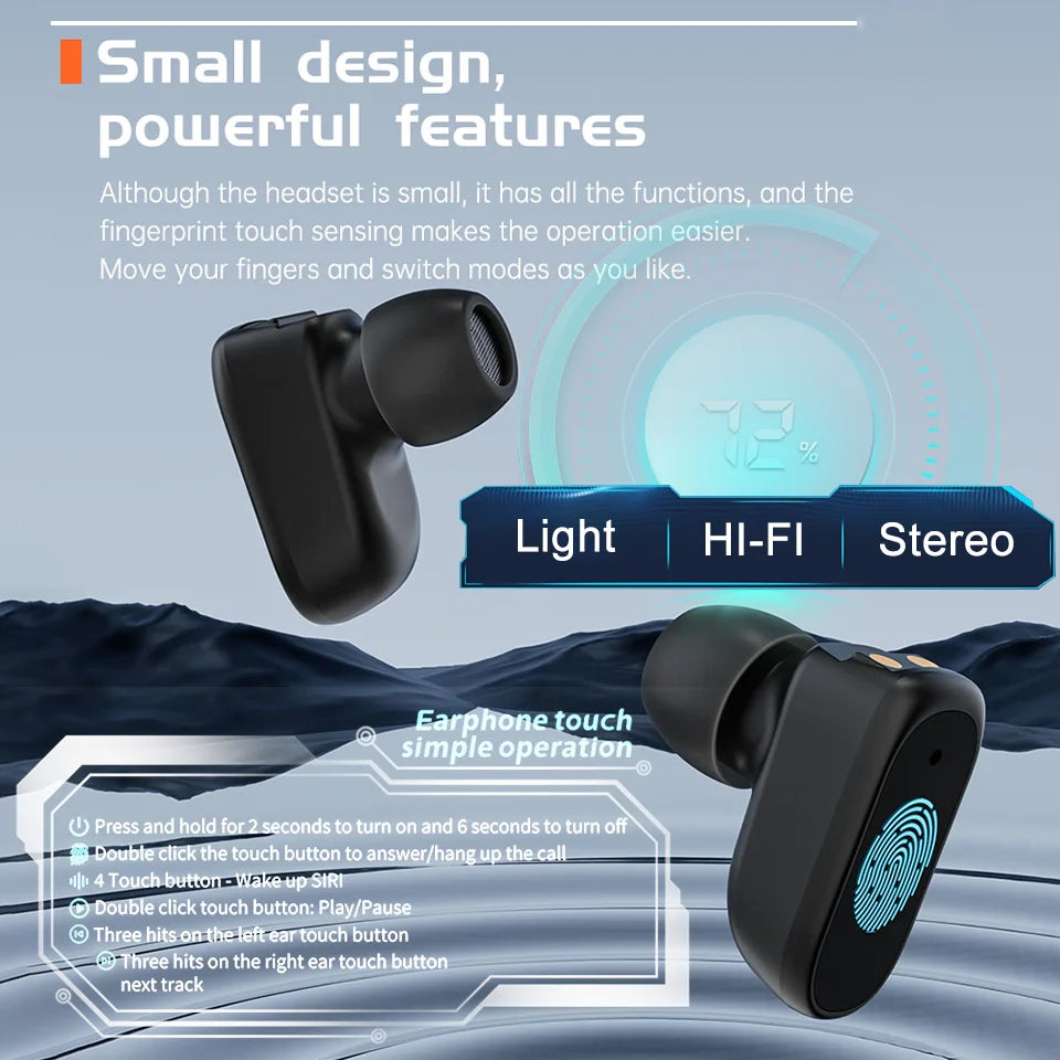 GT8 2-in-1 Smart Watch with Earbuds – Full Touch Screen, Bluetooth Earphone, Heart Rate & Blood Pressure Monitor, Sports Watch