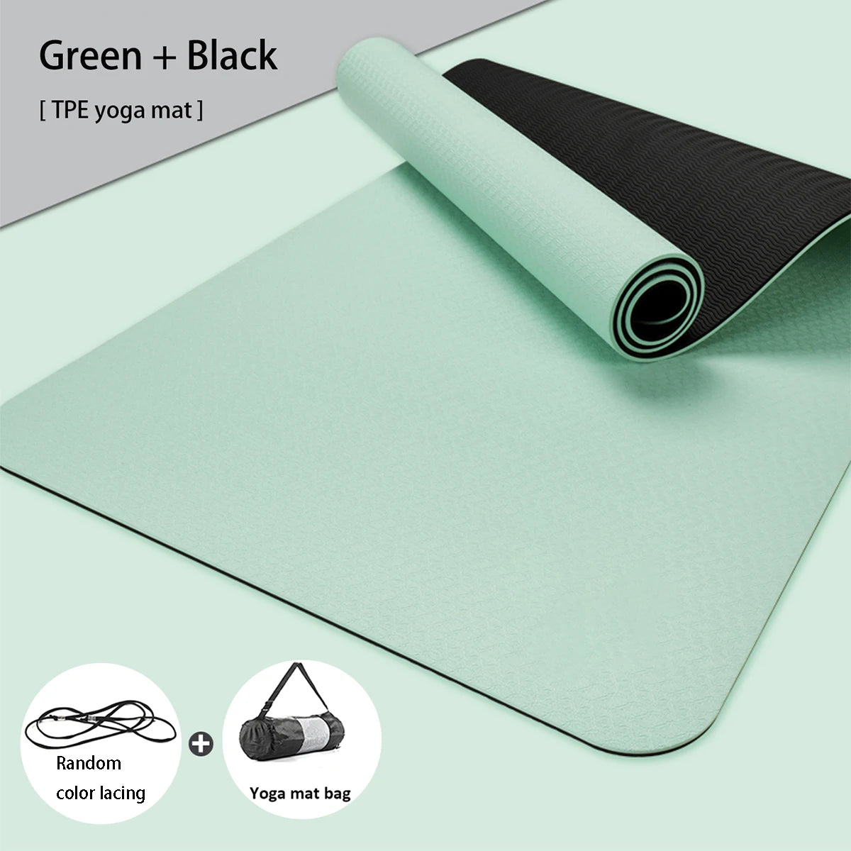 Yoga Mat | Double-Sided Non-Slip TPE Exercise Mat with Strap – Eco-Friendly for Yoga & Pilates