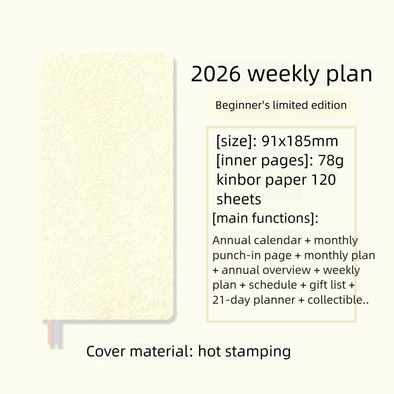 Kinbor 2026 Pocket Weekly Planner – Pocket Size Schedule Notebook Week Plan Notepad for Daily Writing
