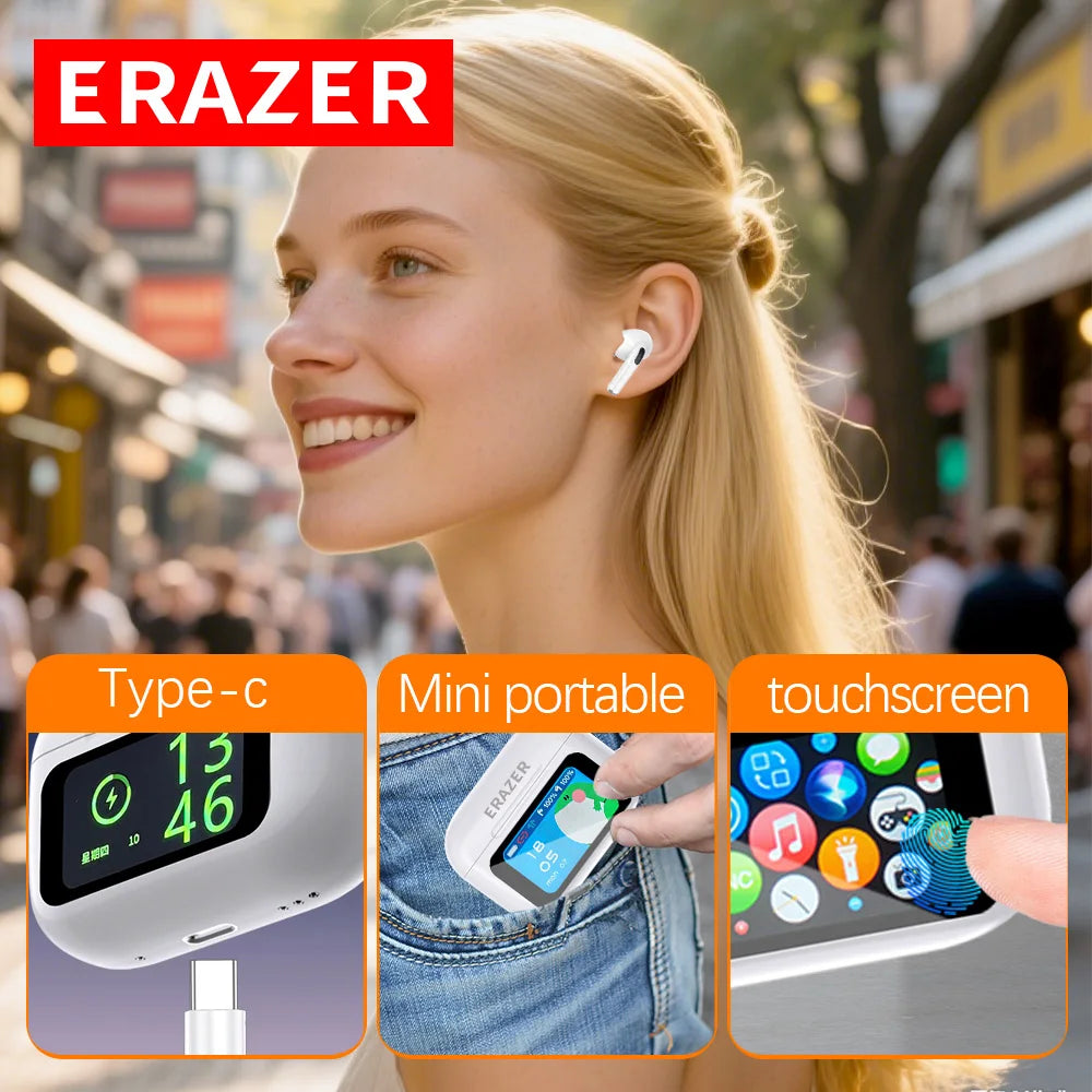 Original ERAZER TWS Wireless Earbuds – Touch Screen, Bluetooth, ANC Noise Reduction, HIFI Music Headphones