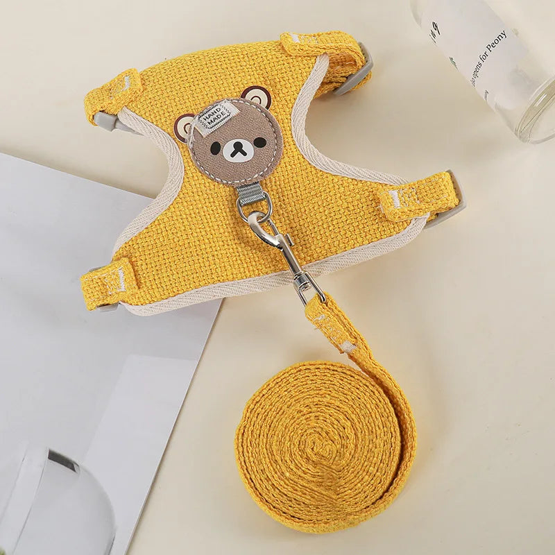 طقم حزام ومقود أرنب لطيف - سترة أرنب قابلة للتعديل للمشي في الهواء الطلق