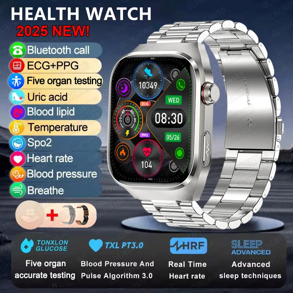 2025 Smart Watch for Men – Uric Acid, Body Fat & Organ Health Monitor | Bluetooth Call Smart Bracelet