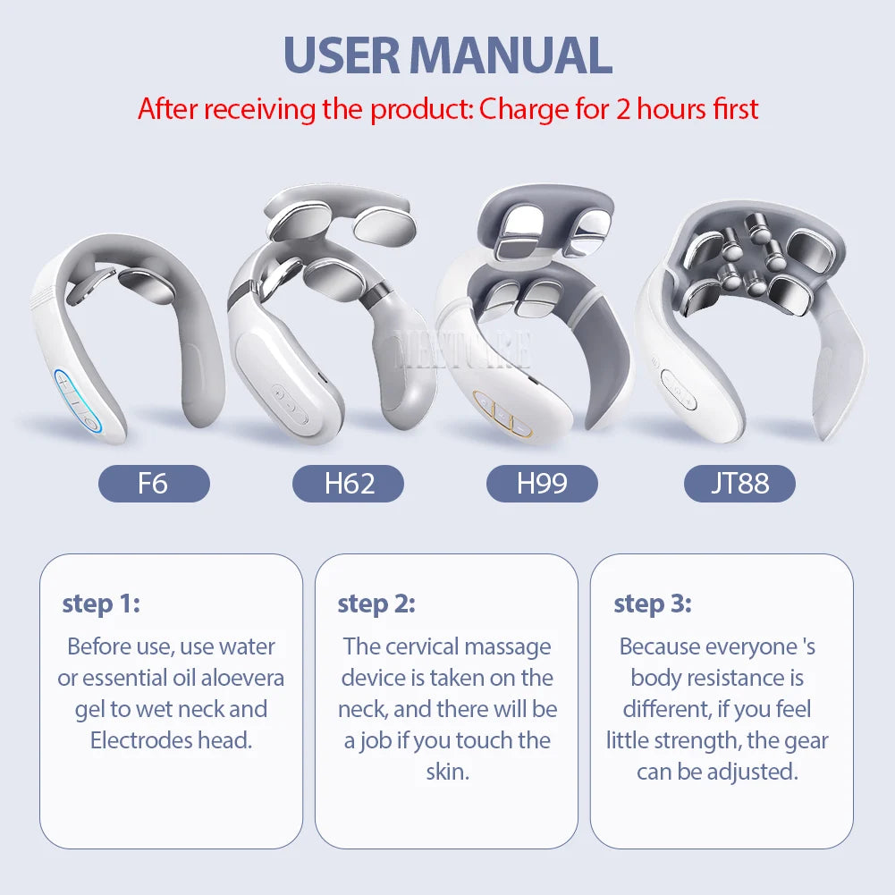 جهاز تدليك ذكي للظهر والرقبة - نبضات كهربائية عصبية كهربائية لاسلكية مع تدفئة لاسترخاء عضلات الرقبة وتخفيف آلام الكتف