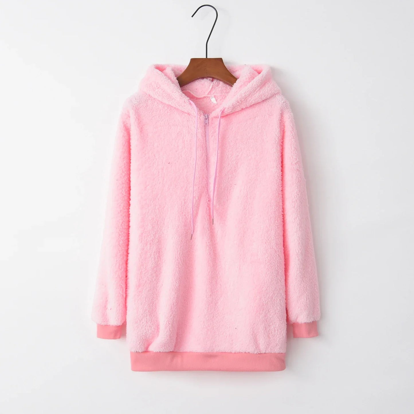 Women's Long-Sleeved Hooded Monochrome Sweater Coat Fashion Trend