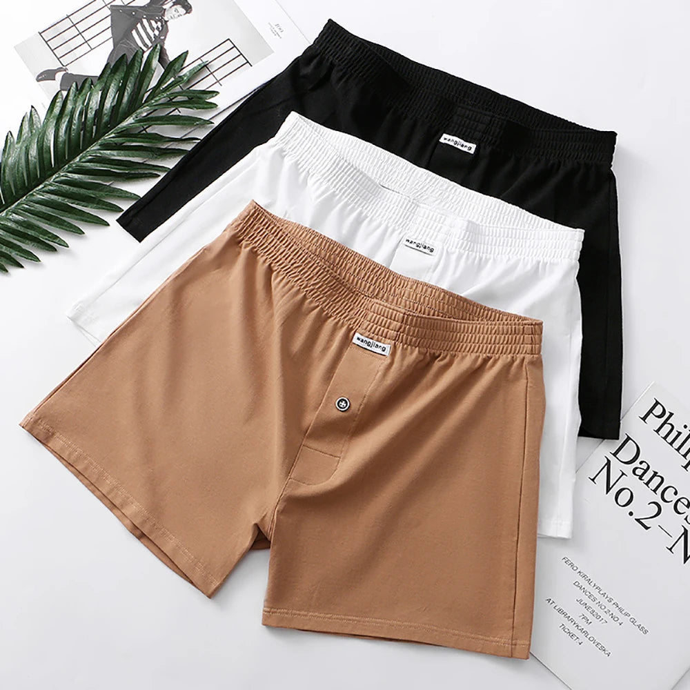 3PCS Men's Underwear Pack | 100% Cotton Breathable Sleepwear with 3D Crotch | Elastic Waist Pajama Shorts M-3XL