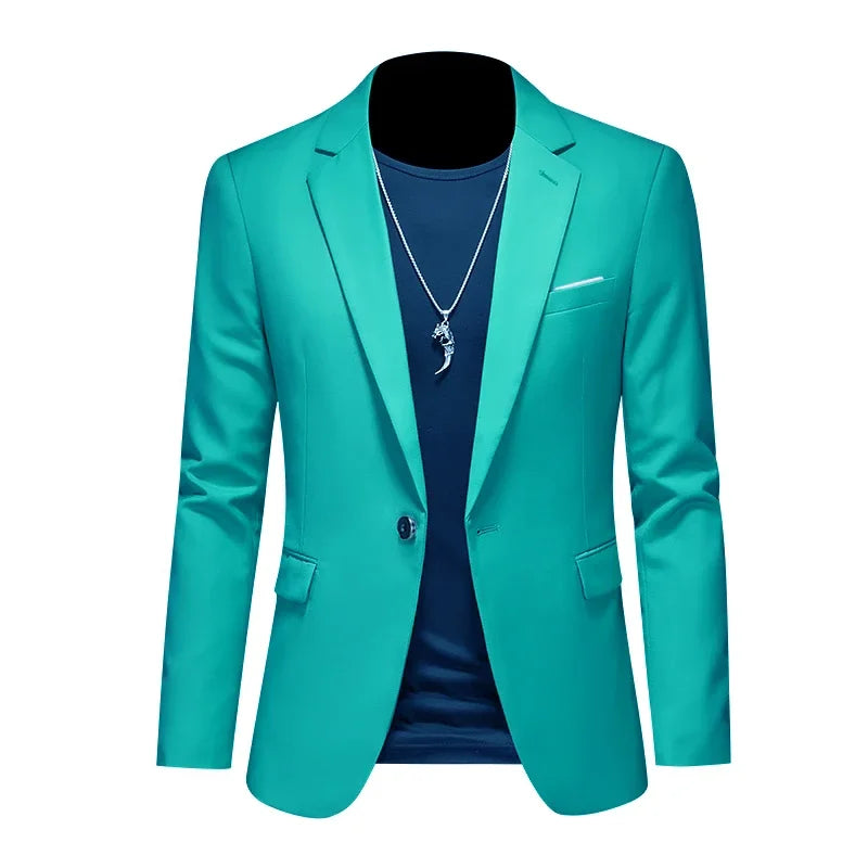 Men's High-End Solid Color Blazer – Casual Business & Groom Wedding Suit Jacket