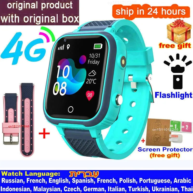 LT21 4G Kids Smart Watch – GPS, WiFi, Video Call, SOS, Camera, IP67 Waterproof Location Phone Watch