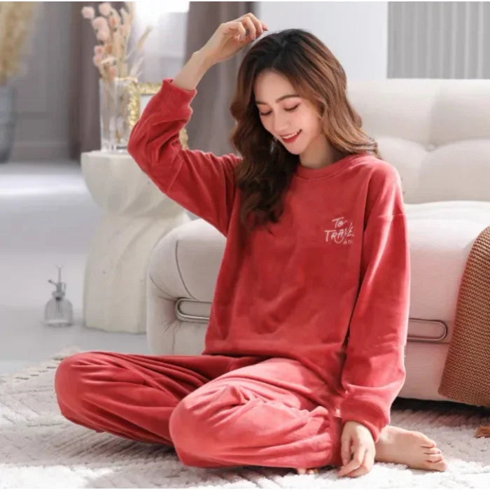 Warm Winter Flannel Pajama Set | Thickened Long Sleeve Cartoon Sleepwear for Women | Cozy Loungewear Offer