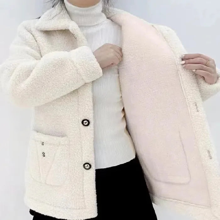 New Plus Size Fleece-Lined Thickened Lamb Fur Jacket Women's Medium-Length Fake Fur Warm Outerwear