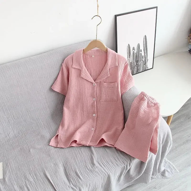 Short Sleeve Pajama Set for Women | Summer Casual 2 Piece Sleepwear Shorts Suit | Thin Fashion Loungewear