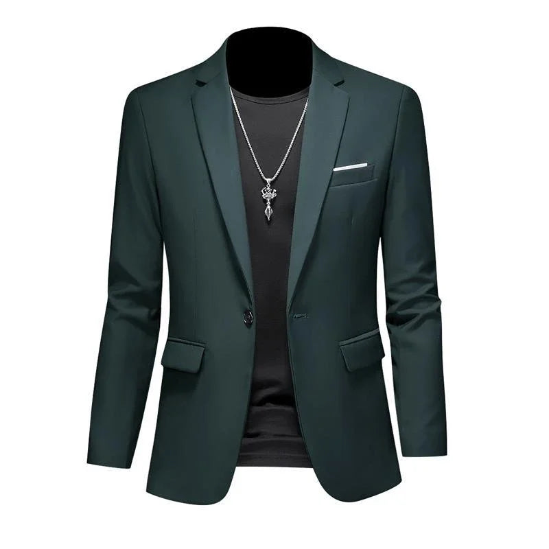 Men's High-End Solid Color Blazer – Casual Business & Groom Wedding Suit Jacket