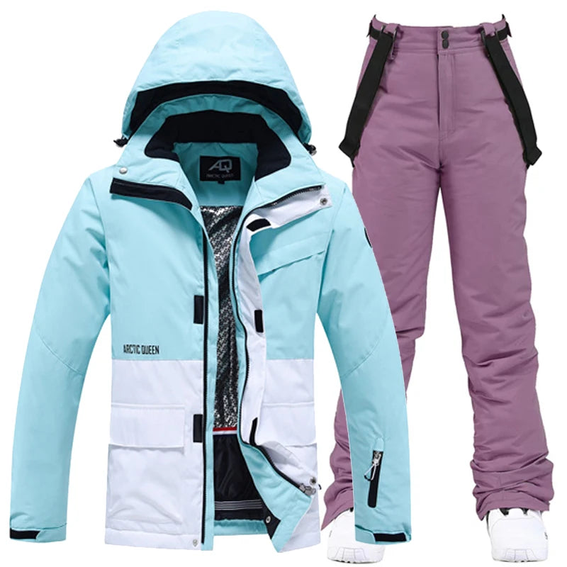 Men & Women Snow Suit Set – Warm -30°C Ski Jacket and Pants, Fashion Winter Snowboarding Clothing, Unisex