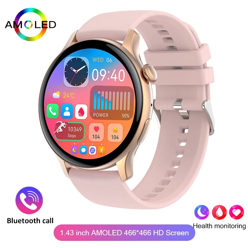 2024 True AMOLED Smart Watch for Women – Always-On Display, 466×466 HD, Health Tracker, Voice Calling for Xiaomi