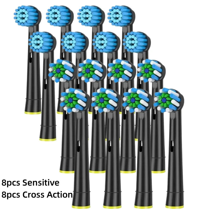 16/20PCS Oral-B Compatible Toothbrush Heads • Replacement Brush Nozzles • Sensitive, Floss & Cross Action Refills