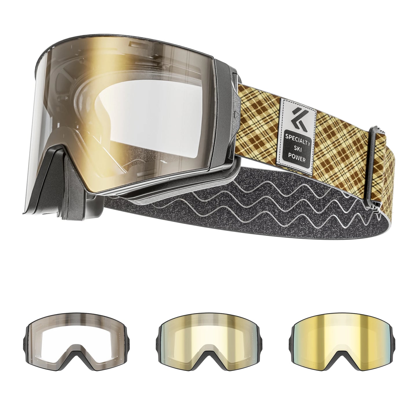 نظارات التزلج الضوئية Kapvoe - عدسات مغناطيسية مضادة للضباب UV400 للرجال والنساء، نظارات رياضية شتوية