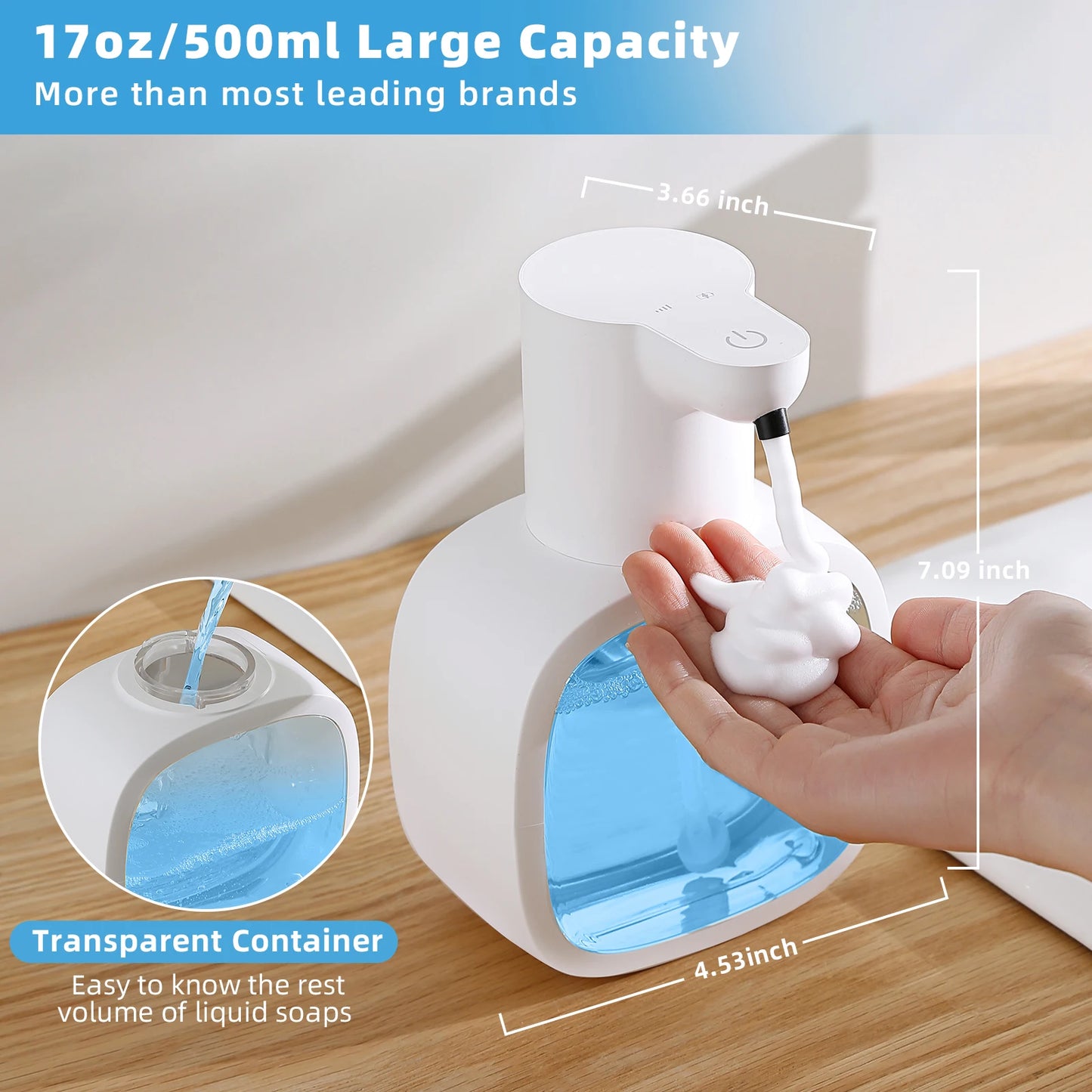 Wall-Mounted Automatic Soap Dispenser • 500ml Smart Foam Hand Washer • Induction Sensor & Rechargeable
