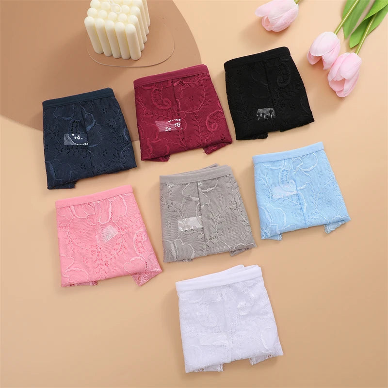 FINETOO 3PCS Women's Lace Floral Low-Waist Triple Belt Panties Soft Sexy Lingerie Underwear