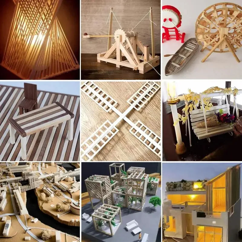 20–50pcs Balsa Wood Sticks – Square Craft Rods for DIY Model Building, Carving & Handicraft Making