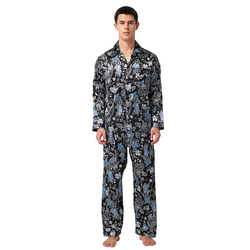 Tony & Candice Men's Satin Silk Pajama Set | Sexy Modern Soft & Cozy Sleepwear | Summer Nightwear for Men