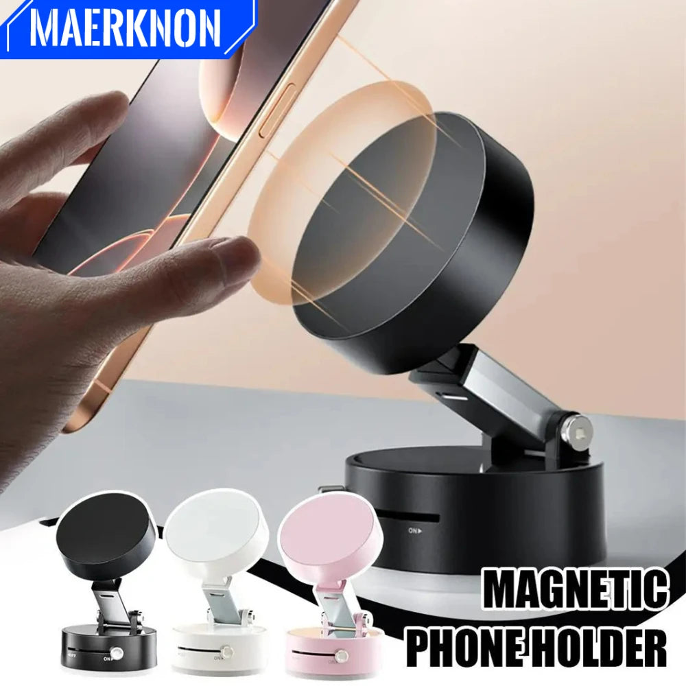 Portable Magnetic Mobile Phone Holder – Adjustable Double-Sided Suction Cup Bracket, Lazy Stand for All Smartphones
