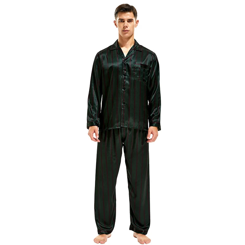 Tony & Candice Men's Satin Silk Pajama Set | Sexy Modern Soft & Cozy Sleepwear | Summer Nightwear for Men