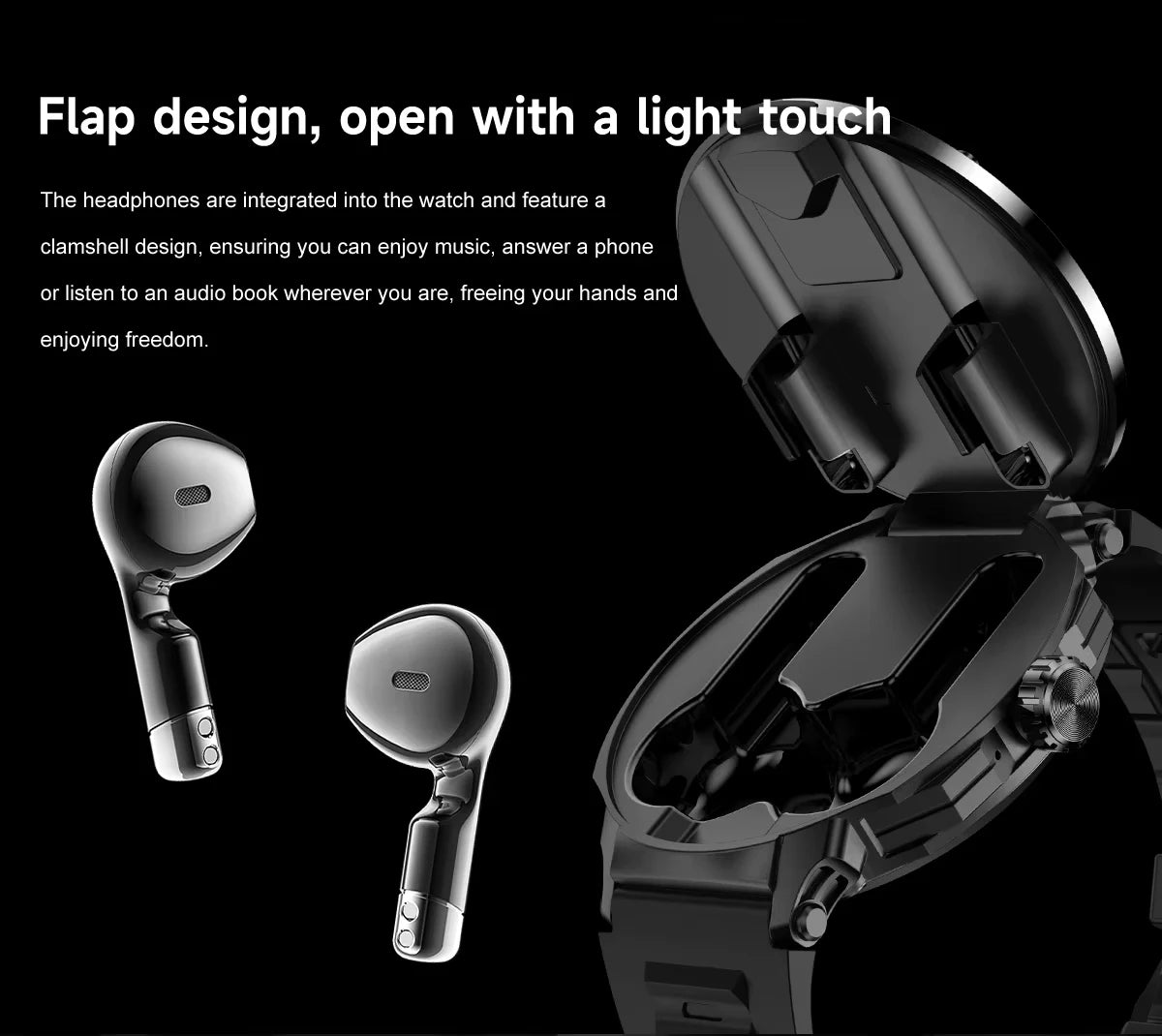 LIGE TWS Smart Watch with Wireless BT Earphones – NFC, Bluetooth Call, Heart Rate Monitor, Music Playback for Men