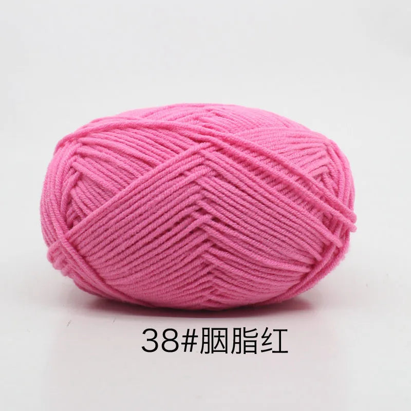 40–50g 4-Ply Milk Cotton Yarn (80%) – Dyed Knitting & Crochet Yarn for Sweaters, Hats, Dolls & Crafts