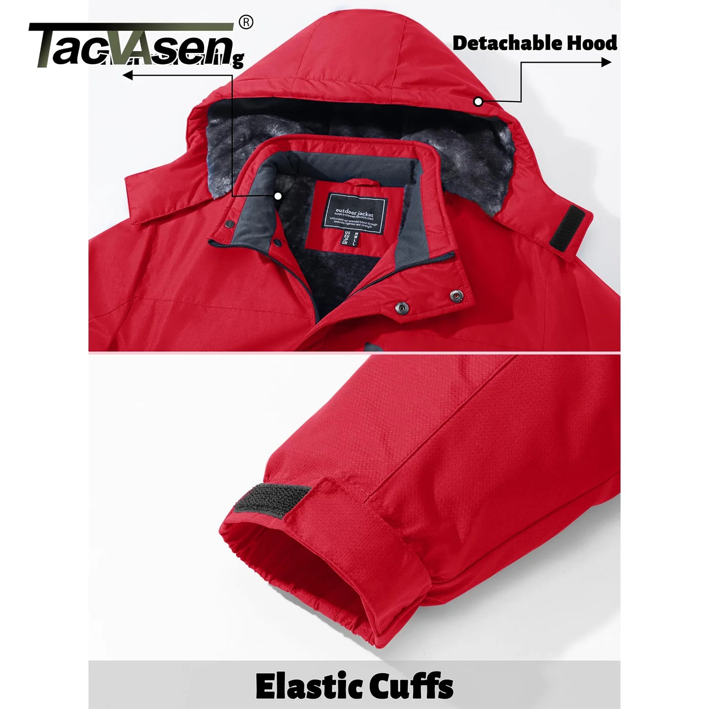 TACVASEN Men’s Winter Fleece Jacket – Waterproof Hiking & Skiing Windbreaker Parka