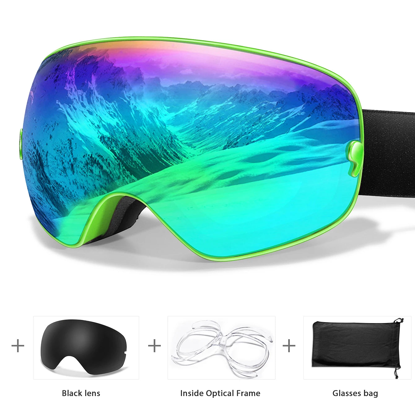 Men & Women Ski Goggles – Anti-Fog Snowboarding/Snowmobile Glasses with UV400 Changeable Lens, Outdoor Sports & Cycling