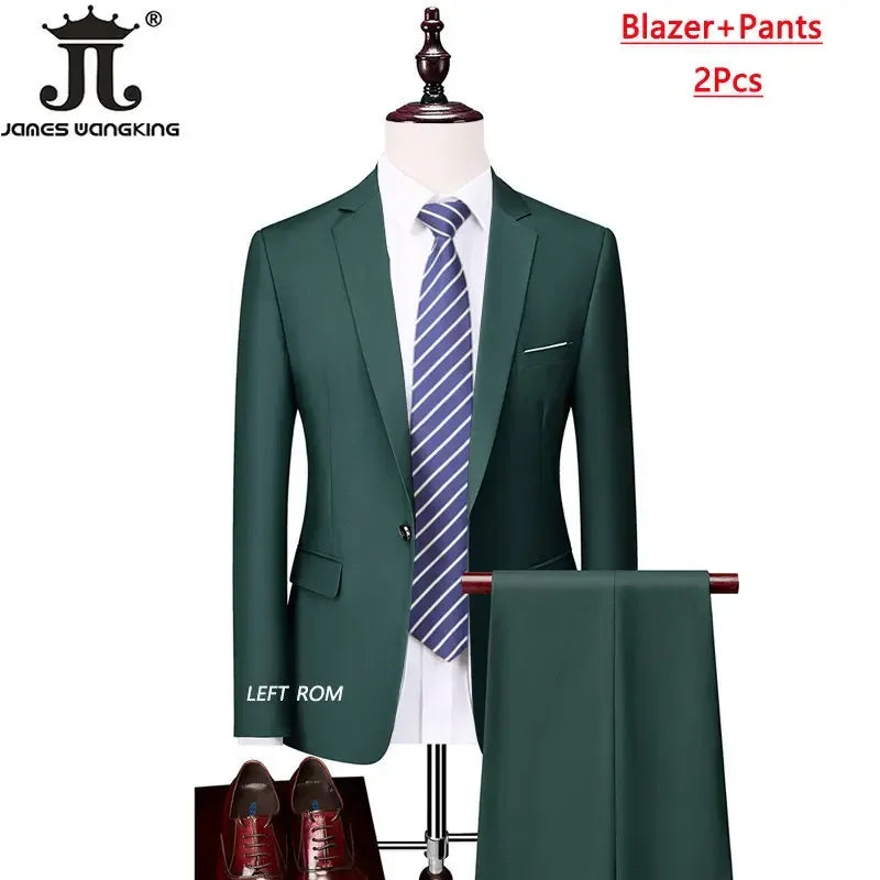 M-6XL 15 Colors Men's 3-Piece Formal Suit – Jacket, Vest & Pants for Business, Groom & Wedding