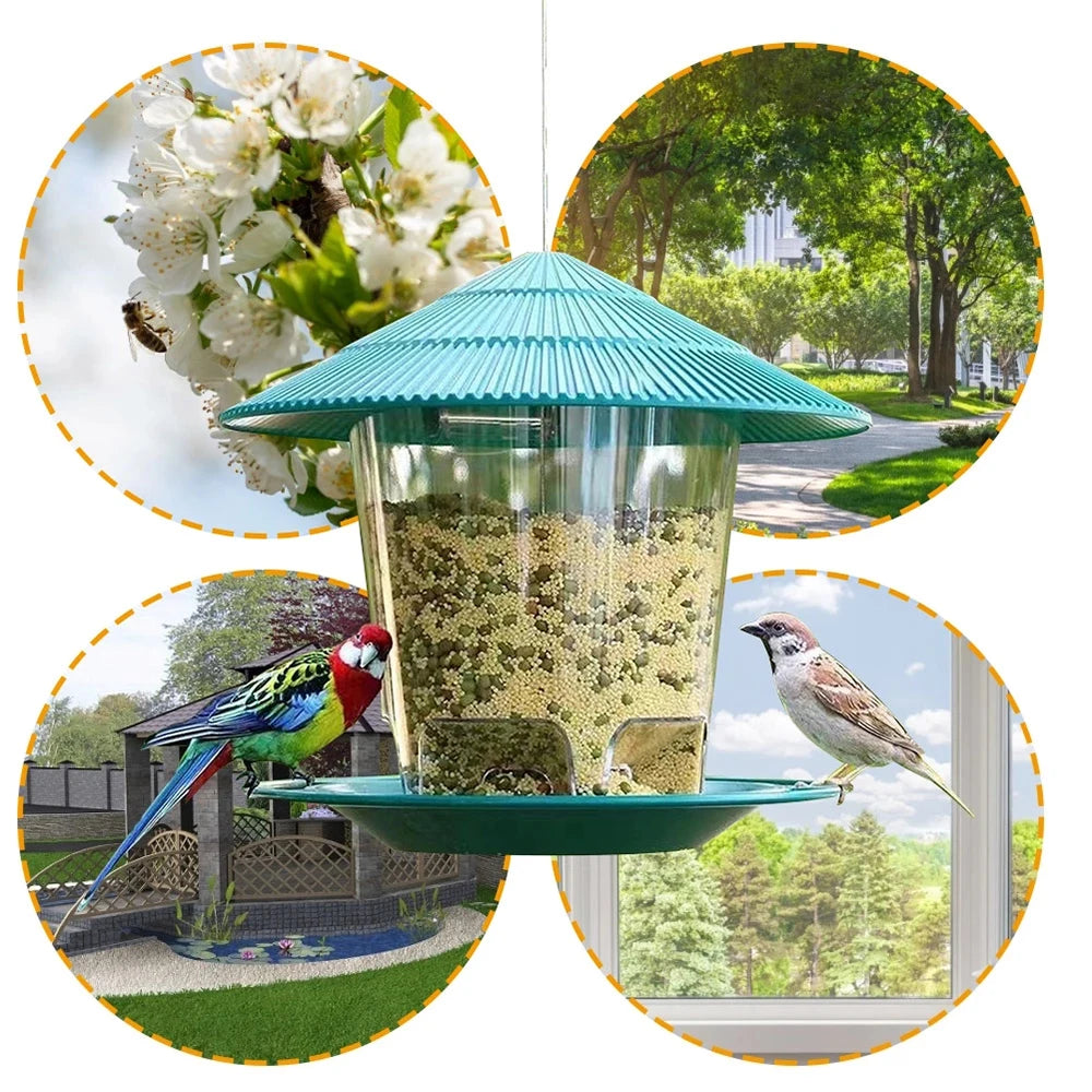 Automatic Hanging Bird Feeder – Outdoor Multiple-Hole Nut & Seed Dispenser, Durable Food Container for Wild Birds