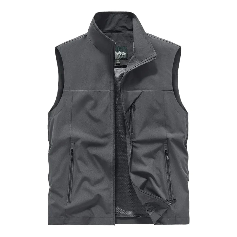 2025 Men’s Fashion Vest – Windproof Solid Sleeveless Waterproof Biker & Outdoor Jacket