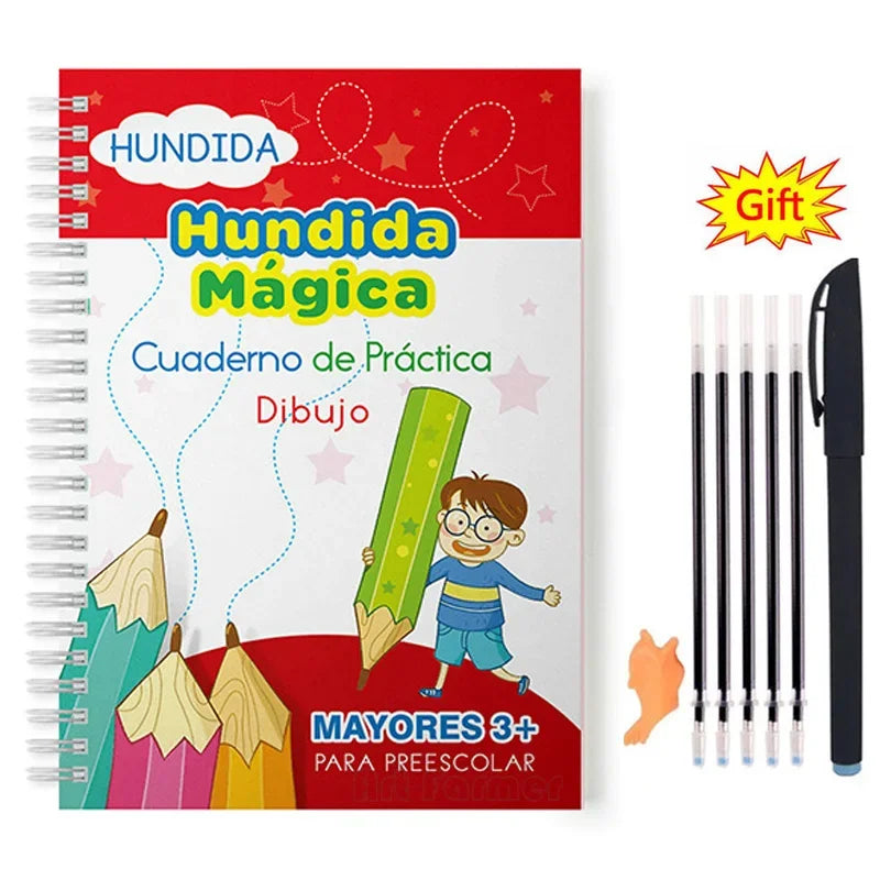 Spanish Magic Copybook – Reusable Montessori Writing Practice Book for Kids Learning Numbers & Alphabet