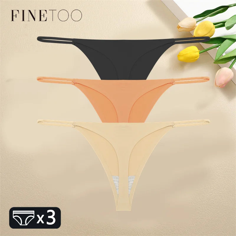 FINETOO 1PCS Women Seamless Thongs – Sexy Low Waist Bikini Panties, Traceless T-Back, XS-XL