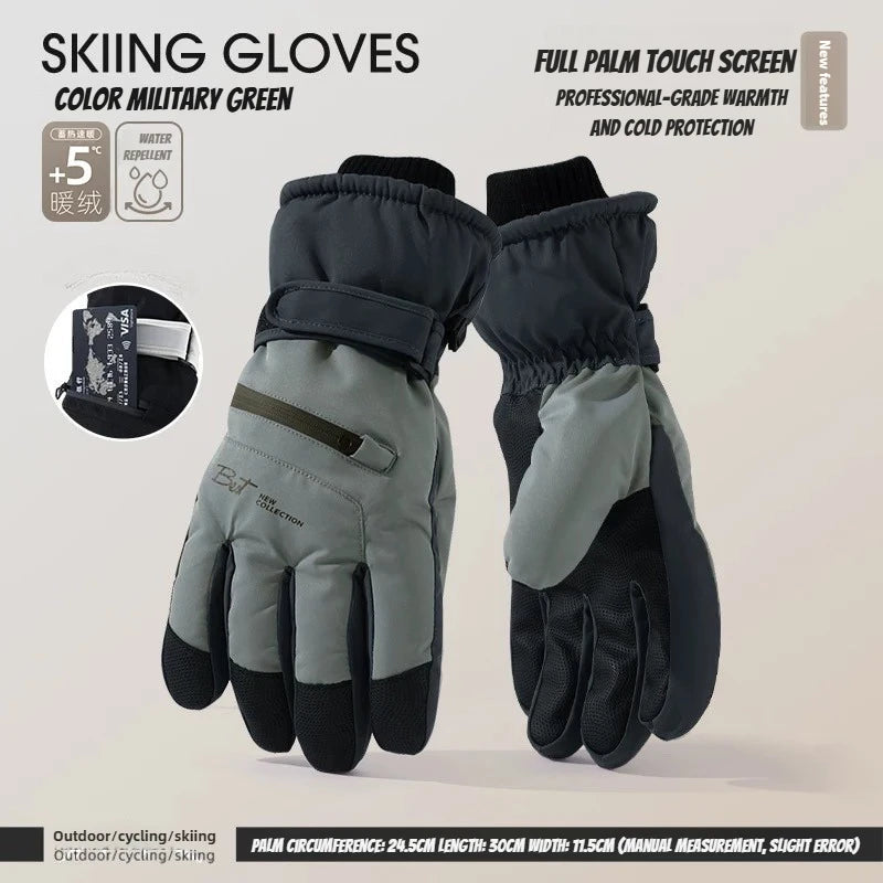 Winter Cycling & Ski Gloves – Waterproof Non-Slip Touchscreen Thermal Gloves with Pocket for Men and Women