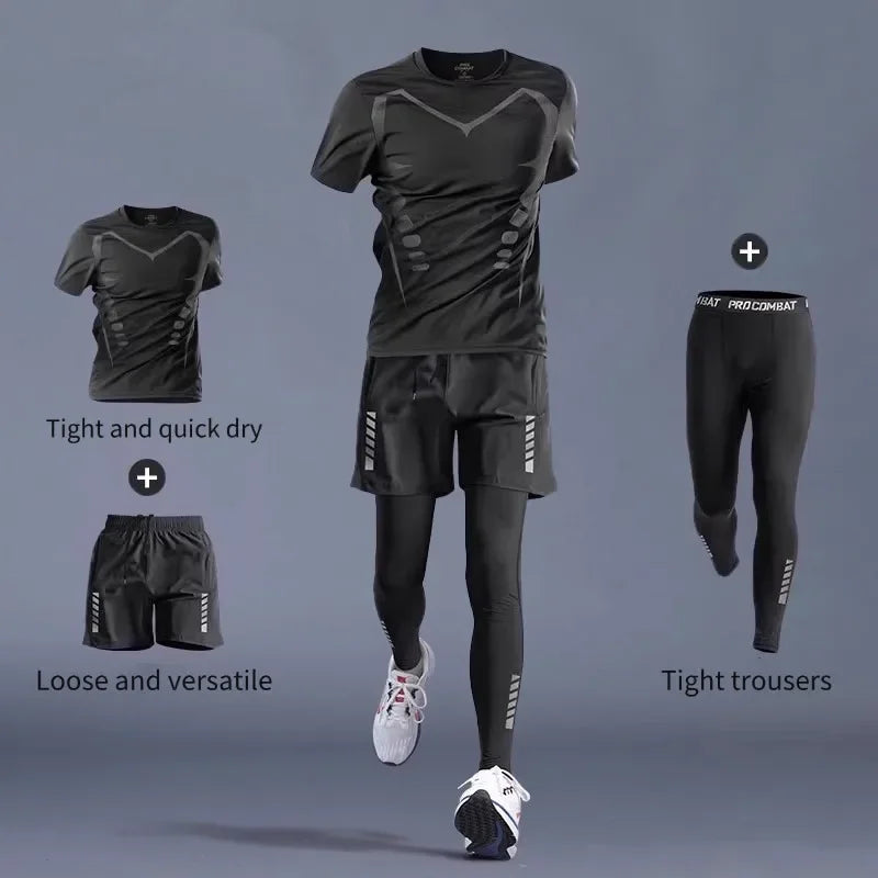 Men's Running Suits | Sports Fitness & Marathon Speed-Dry Training Clothes with Phone Pocket