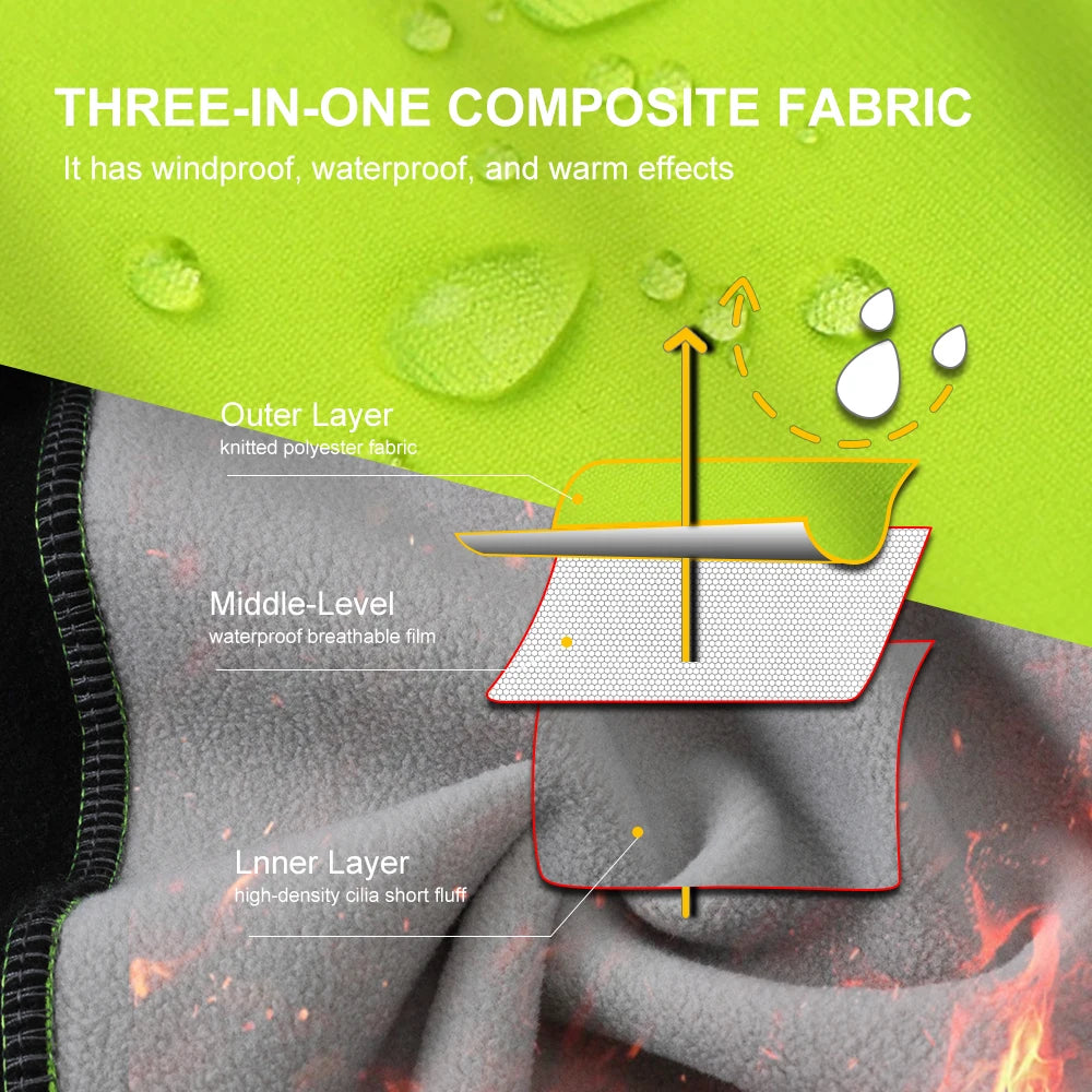 سترة ركوب الدراجات للرجال من HISERWA - مصنوعة من الصوف المقاوم للرياح بأكمام طويلة ودافئة وناعمة وممشطة